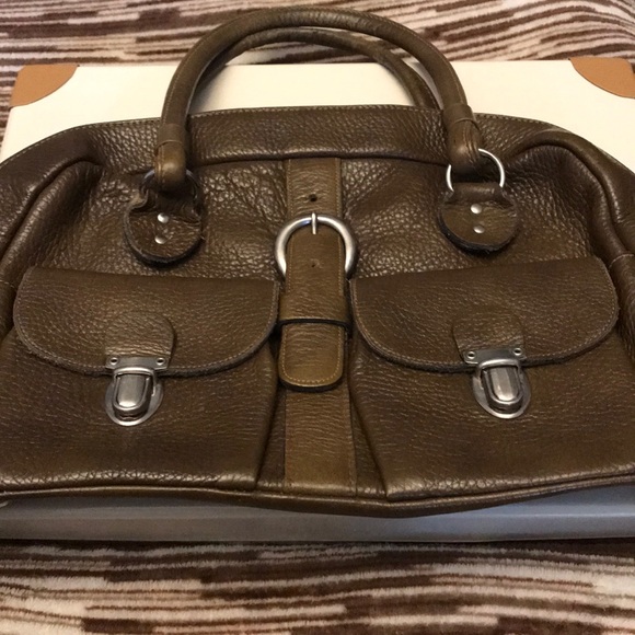 Handbags - Vintage olive green pebble leather purse